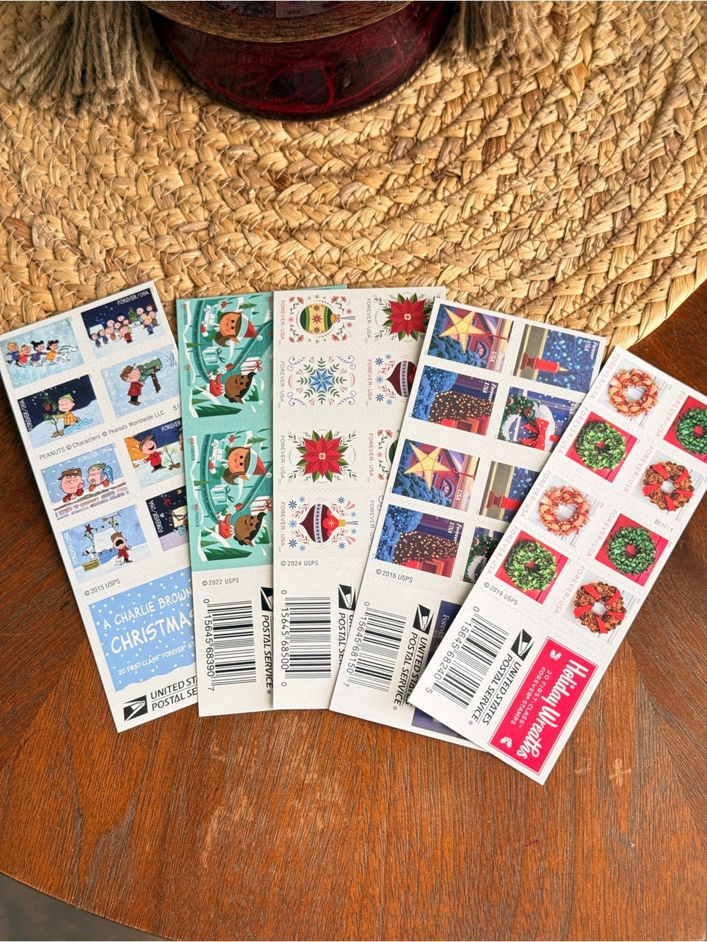 5 sheets Christmas stamps Bundle - 100pcs of stamps for Xmas, holidays